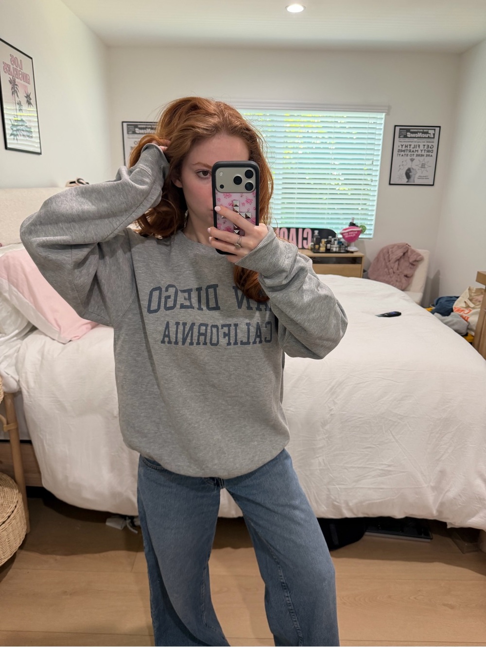 Brandy Melville Gray 'San Diego California' Pullover Sweatshirt